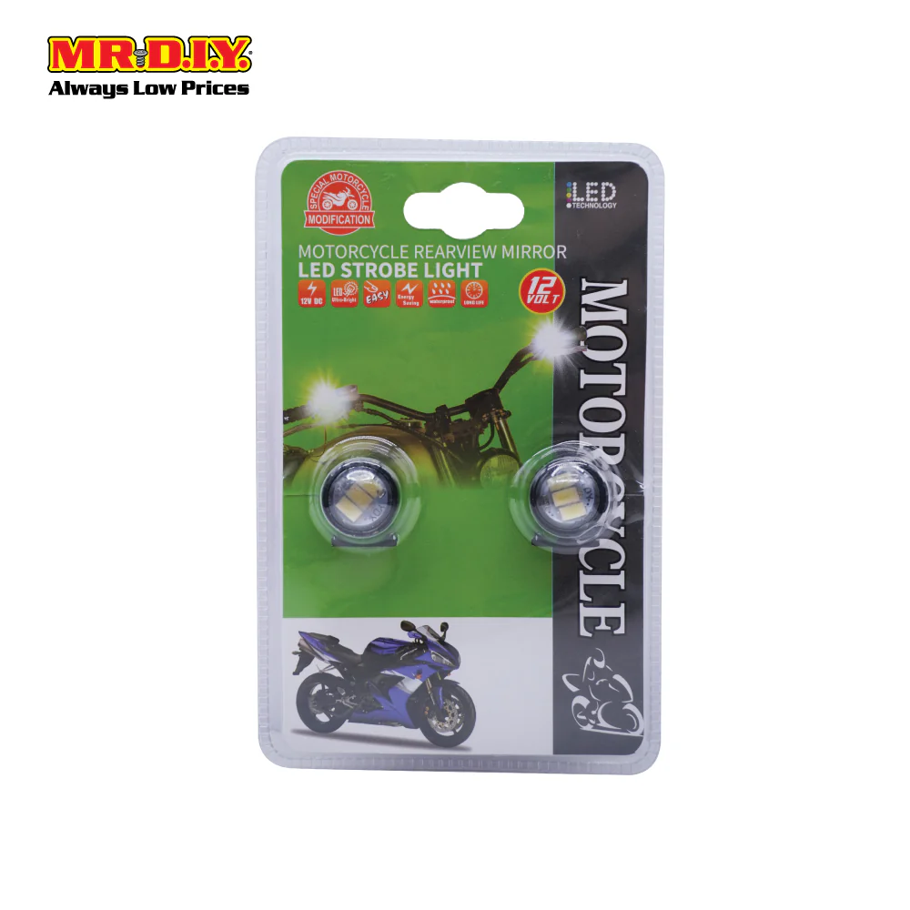 (MR.DIY) Motorcycle Rearview Mirror LED Strobe Light - Image 3